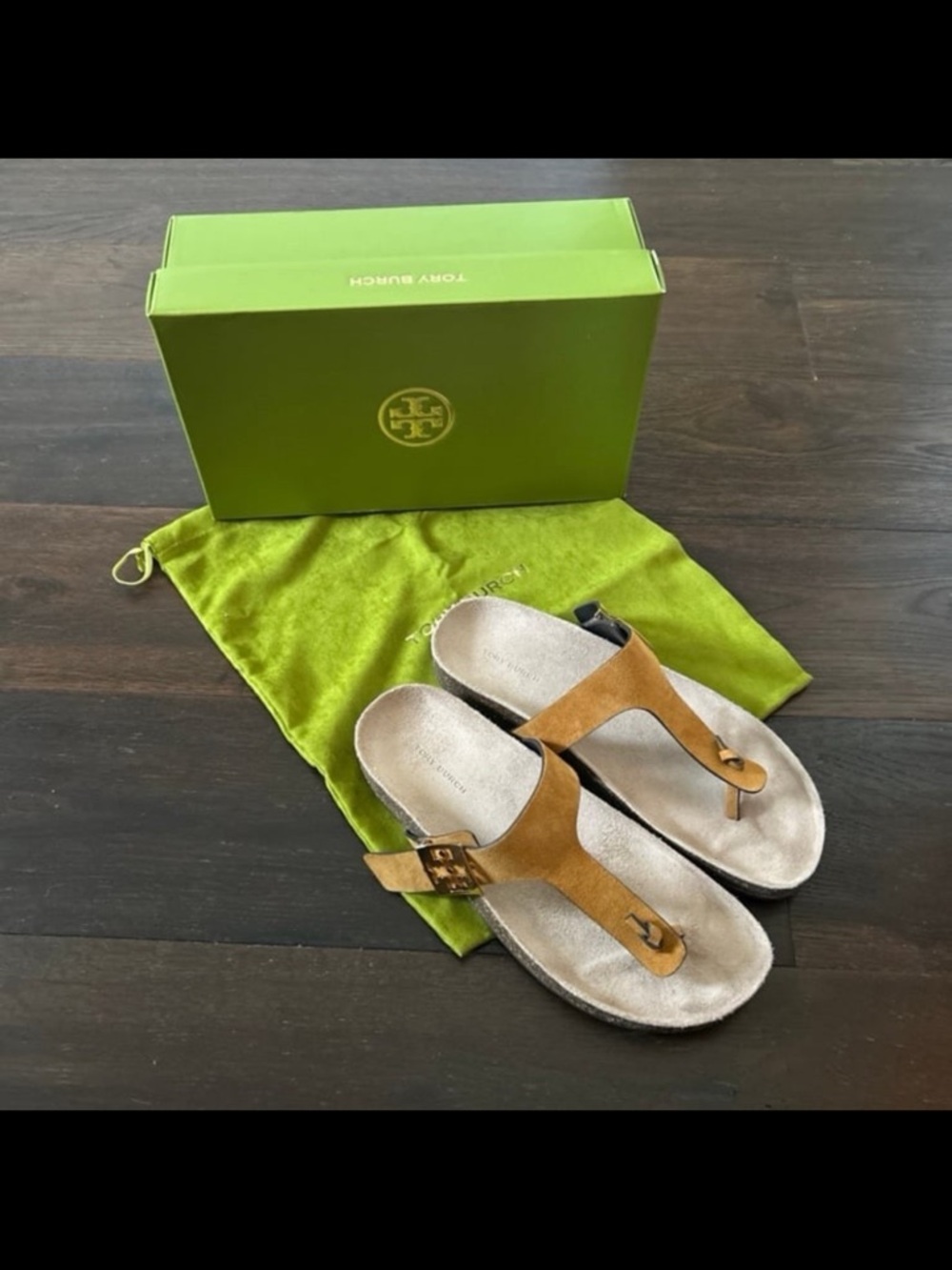 NIB ~ TORY BURCH MELLOW SUEDE THONG SANDALS sz 9.5 - Picture 3 of 12